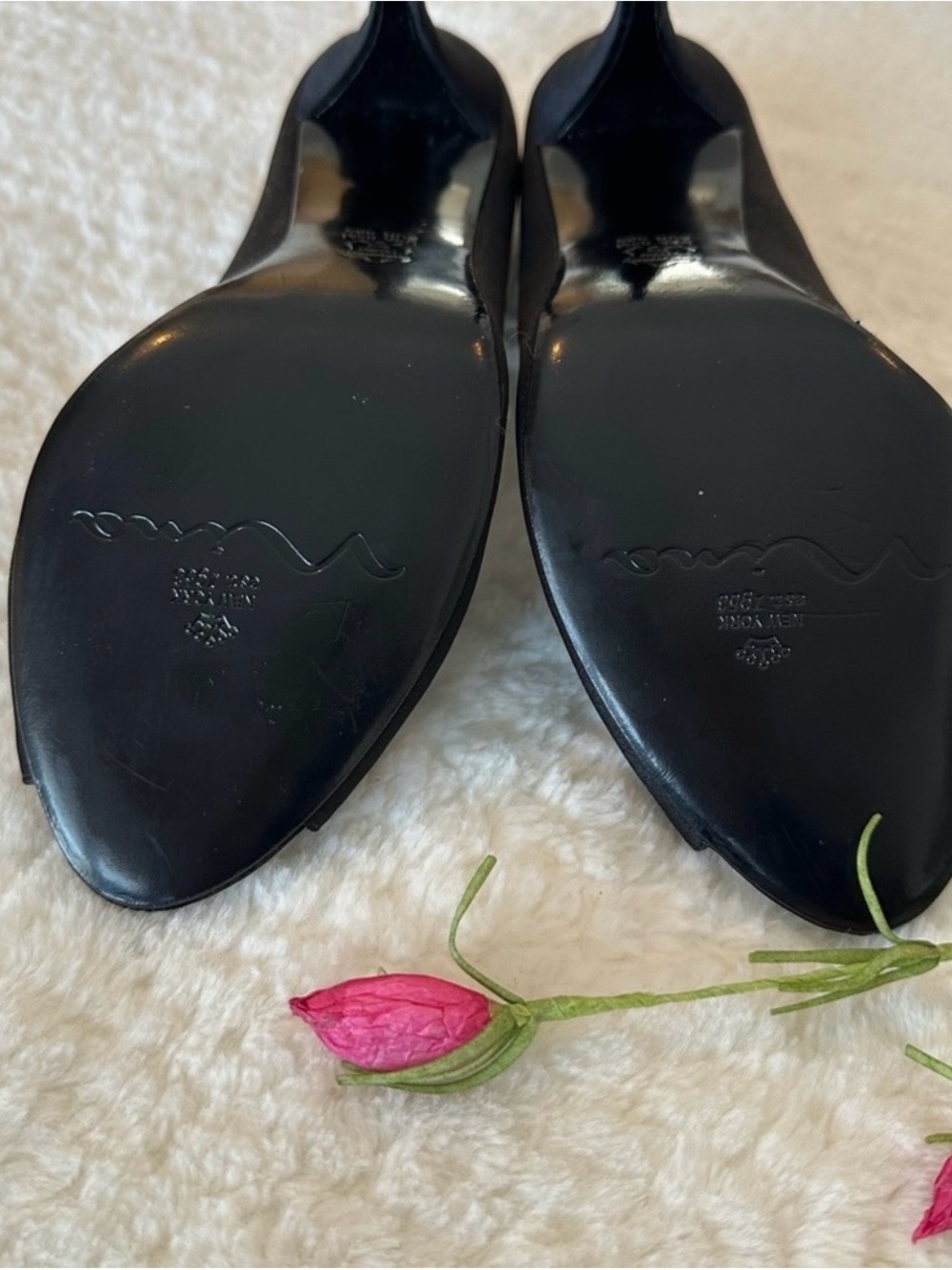 Nina Black Satin Glamour Pumps with Crystal Brooch - Picture 6 of 8